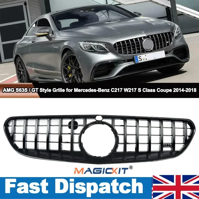 

W217 C217 Coupe Front Racing Grill Billet Bumper Upper Cover For Mercedes-Benz S-Class S63 S65 Auto Bumber GT Grill Accessories