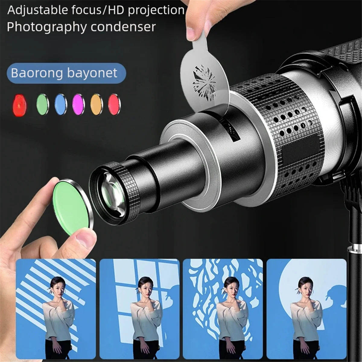 Photograph Flash Snoot Conical Lens Video Modelling Shape Photo Studio Light Kit Optical Spotlight Lens 35 Gobos