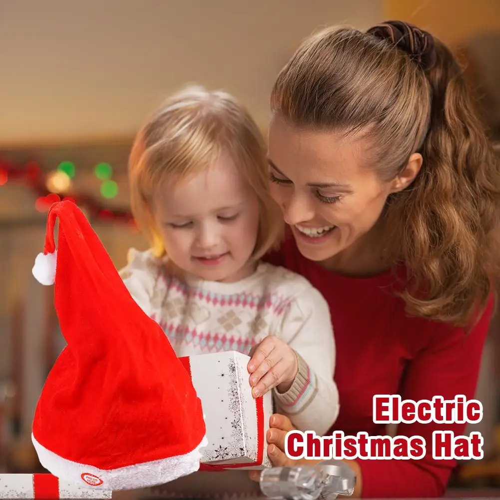 

Электрическая Рождественская шапка для музыкальных танцев, Рождественская шапка-качалка с рождественским Клаусом, электрическая шапка-качели, детская шапка для пения на Рождество, Q9F9