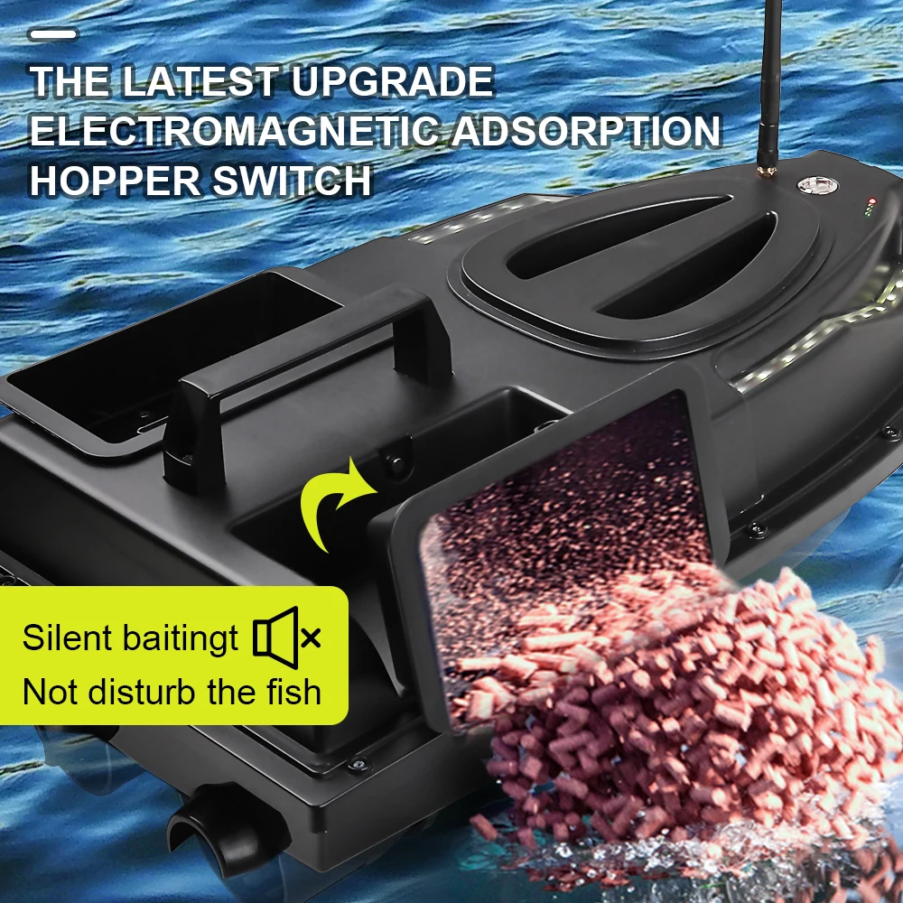 Bateau Appât Télécommandé Avec LED - Pour Pêche En Mer/Surf - Vert - ABS - 2 Ans Garantie