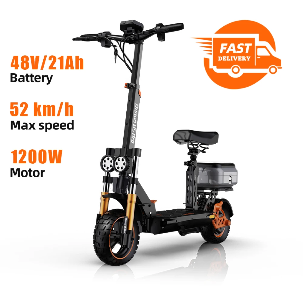 Ruitu M5Pro Powerful 1200w Motor Adult Scooter High Speed 52km/h 48V 20.8ah Battery 10-inch Tire Foldable Electric Scooter