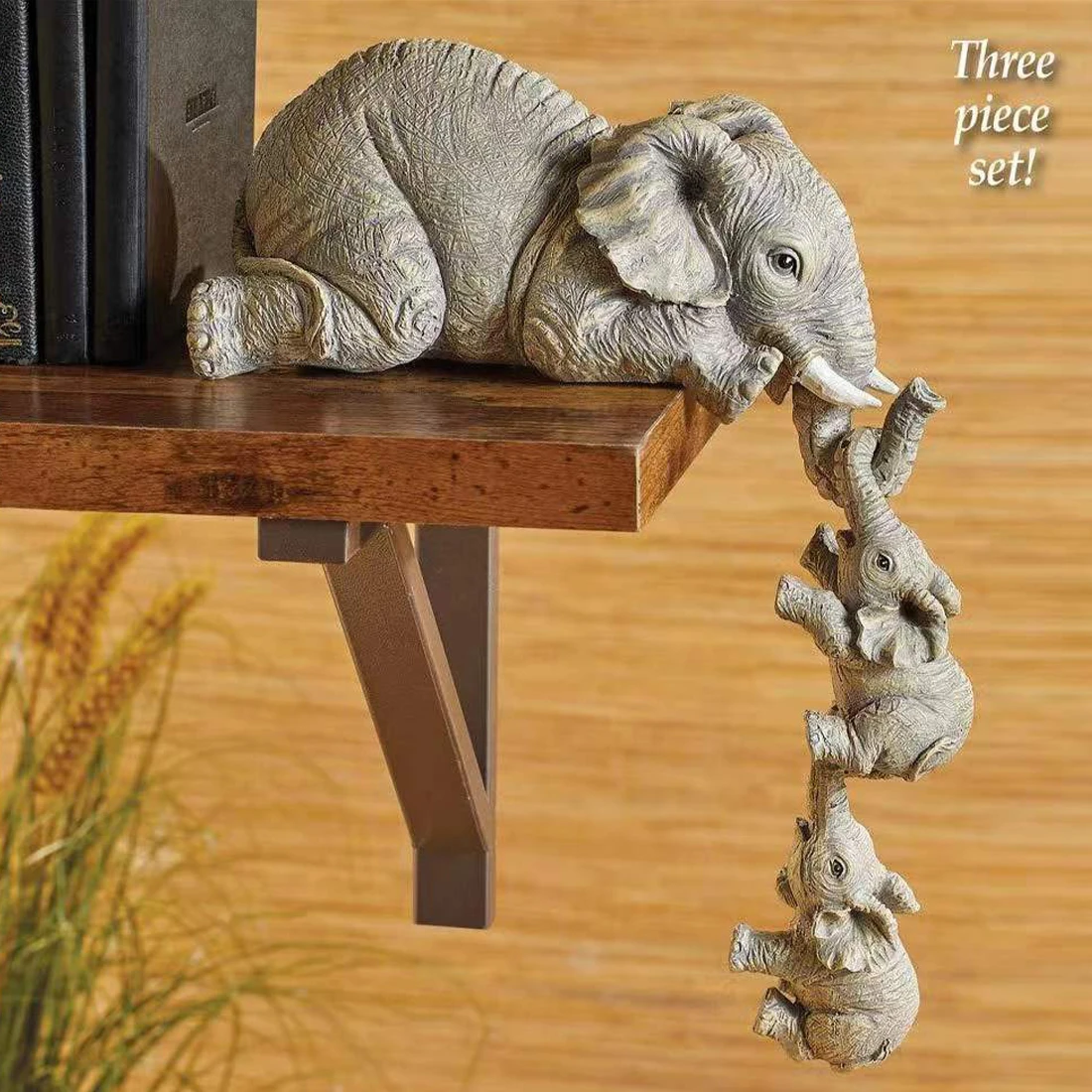 

3Pcs/Set Cute Elephant Figurines Elephant Holding Baby Resin Crafts Home Furnishing Gift Lucky Statue Living Room Decorations