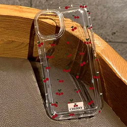 Cartoon Cherry Floral Clear Phone Case Cover, Soft Protective - iPhone 12 Mini (T9992)