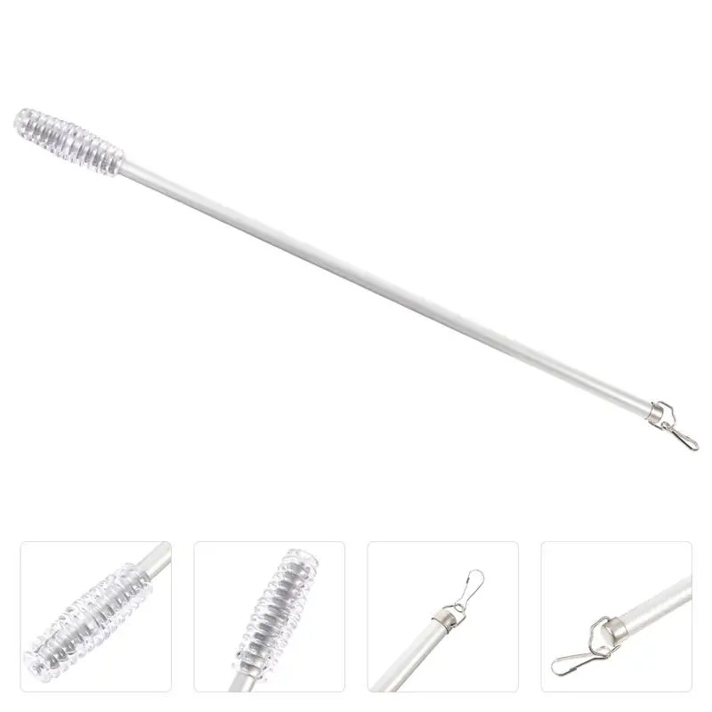 50cm Black Curtain Wand Drapery Pull Rod Thread Handle Drapery Pull Rod Curtain Wand Vertical Blinds Opener Stick Hardware