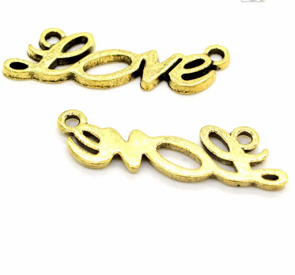 60pcs 33*10mm Antique Silver Color Love Charms For Jewelry Making F0518