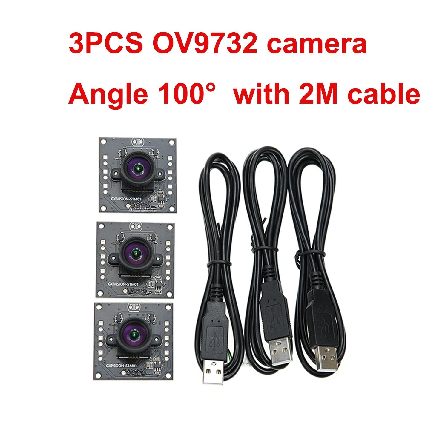 GXIVISION 3PCS IMX179/OV2735/OV9732 100 Degree 1MP 30fps 2M Cable Camera Module Compatible For DIY Autodarts.io,USB Free Driver 2