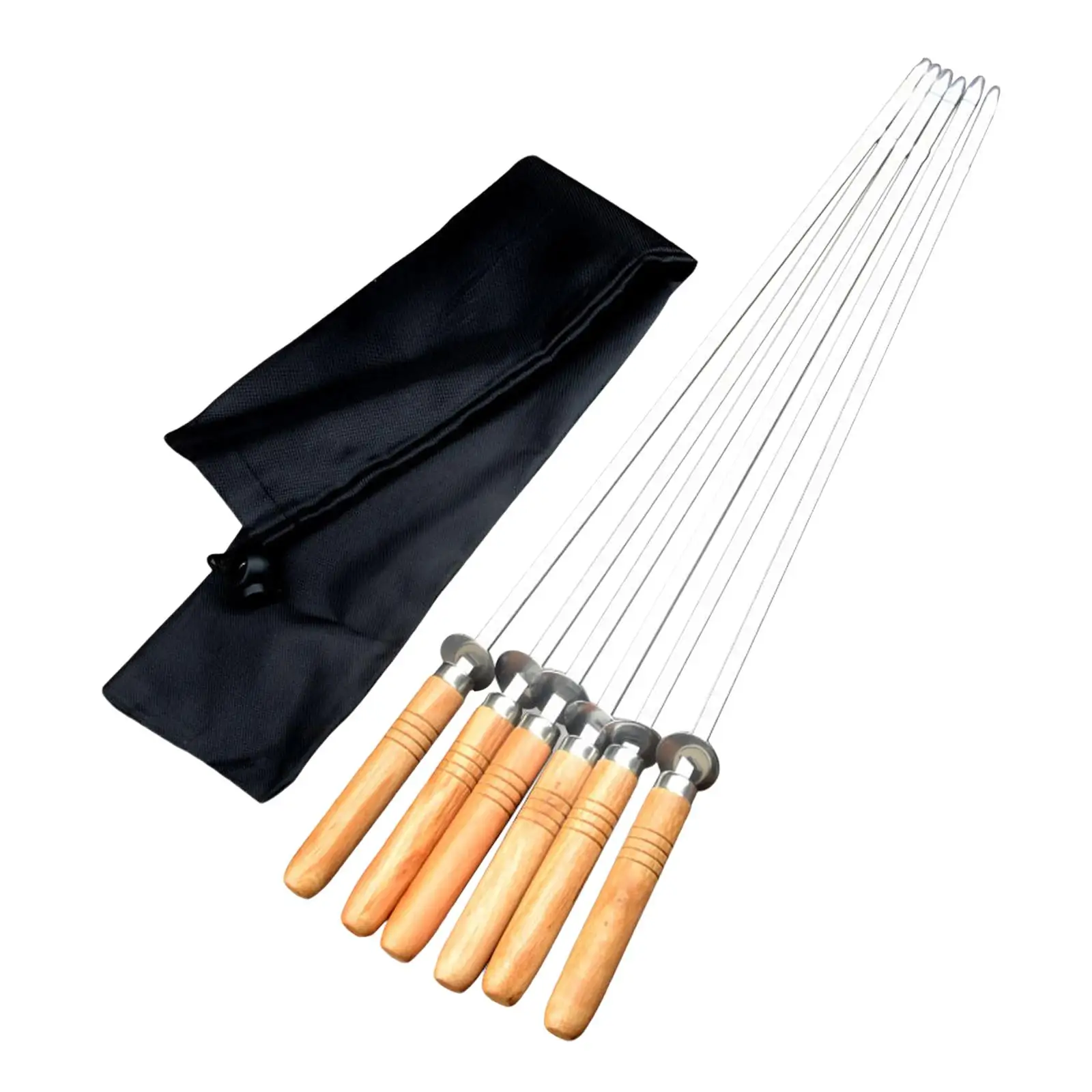 6Pcs Stainless Steel Flat Skewers Barbecue Skewers for Cooking Picnic Meat 6Pcs Stainless Steel Flat Skewers Barbecue Skewers for Cooking Picnic Meat