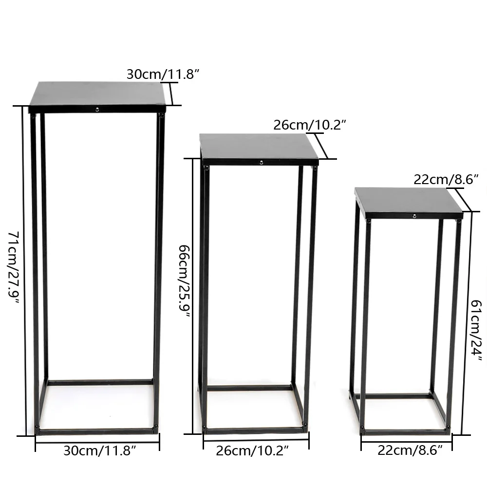 Plant Stand Set of 3 Metal Stand 22*22*61cm/26*26*66cm/30*30*71cm Wedding Decoration
