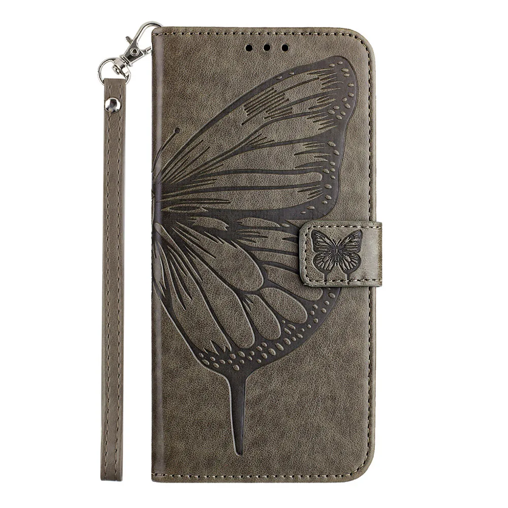 Butterfly Pattern Wallet Flip Case with Card Slots and Back Cover