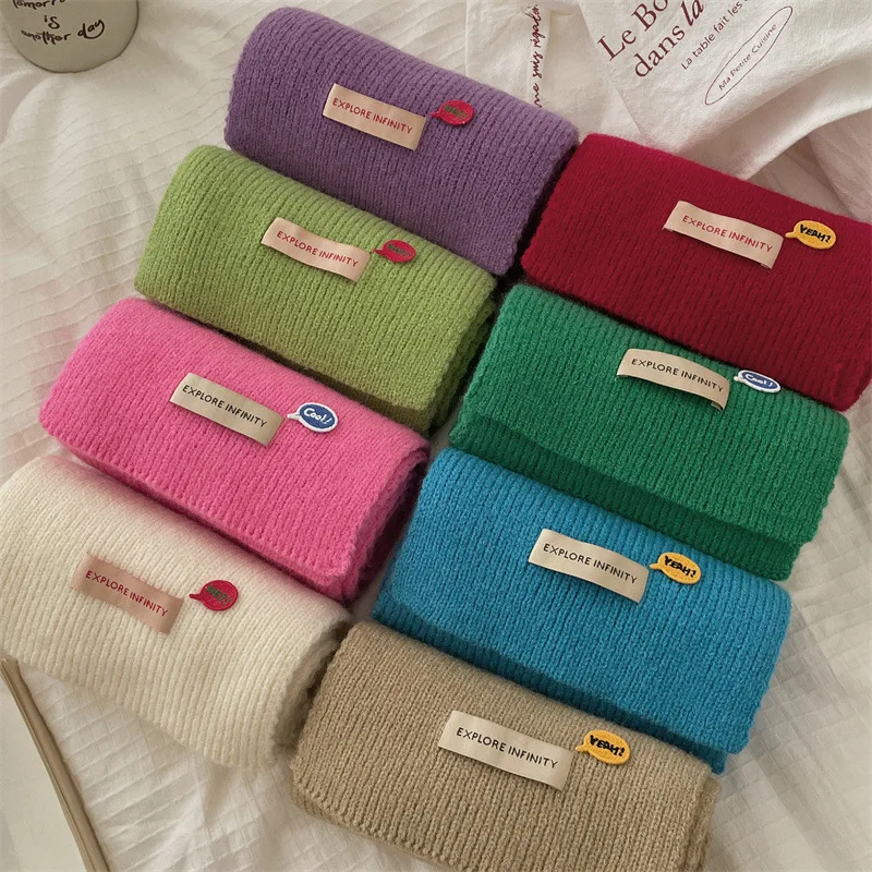 3Years + Korean Style Children's Scarf Candy Color Winter Fashion New Ins Boys and Girls Knitted Baby Scarfs