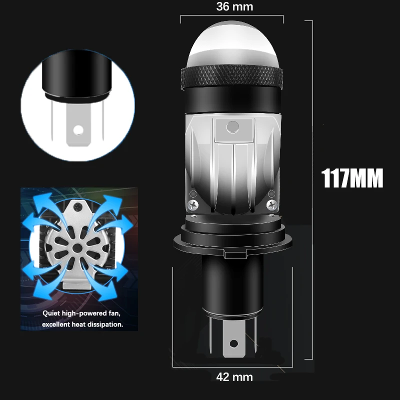 2Pcs Laser Matrix Headlight Lens High Power H4 Mini H4 Bi-led Lens Projector Lenses For Headlight Plug and Play Led With