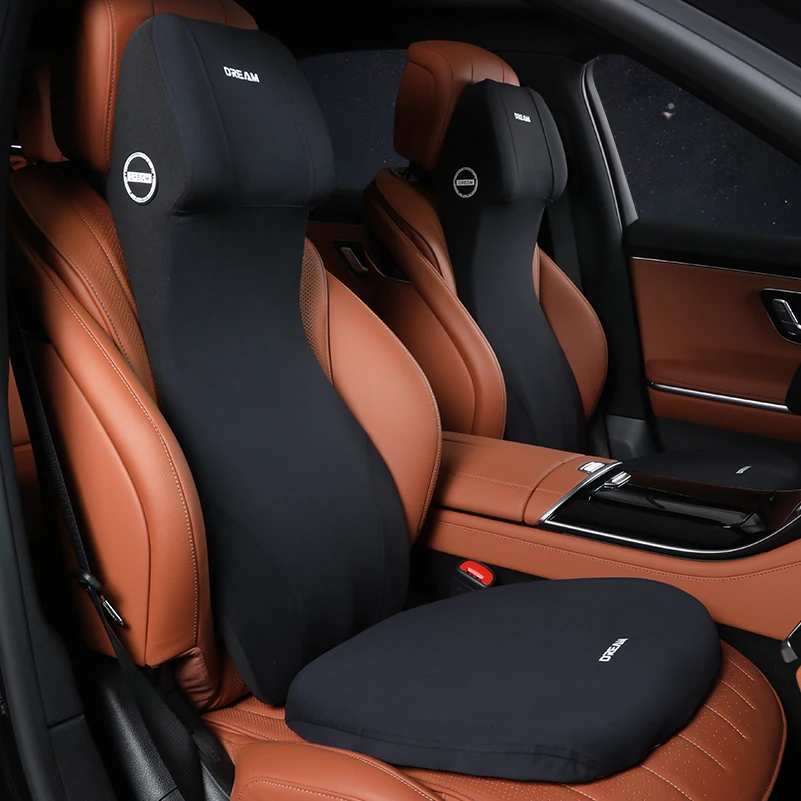 자동차 가죽 머리 받침 요추 지지대 메모리 폼, 자동차 휴식 목 베개, 등받이 쿠션, 시트 허리 지지대, 자동차 인테리어 액세서리 