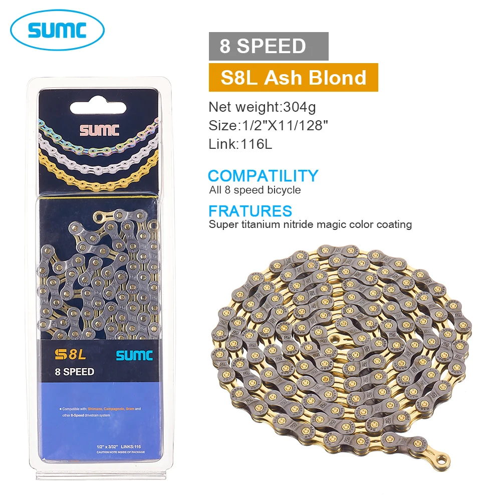 Catena Per Bici 6/7/8 Velocità - 116 Maglie In Acciaio Carbonio, Compatibile Shimano/SRAM - Foto 3