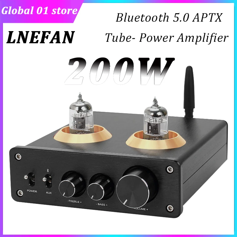 

LNEFAN Vacuum Tube Audio Amplifier TPA3116 2.0 100W*2 HiFi Power Amplifier Bluetooth QCC3008 5.0 APTX DAC Mini AMP For Speakers