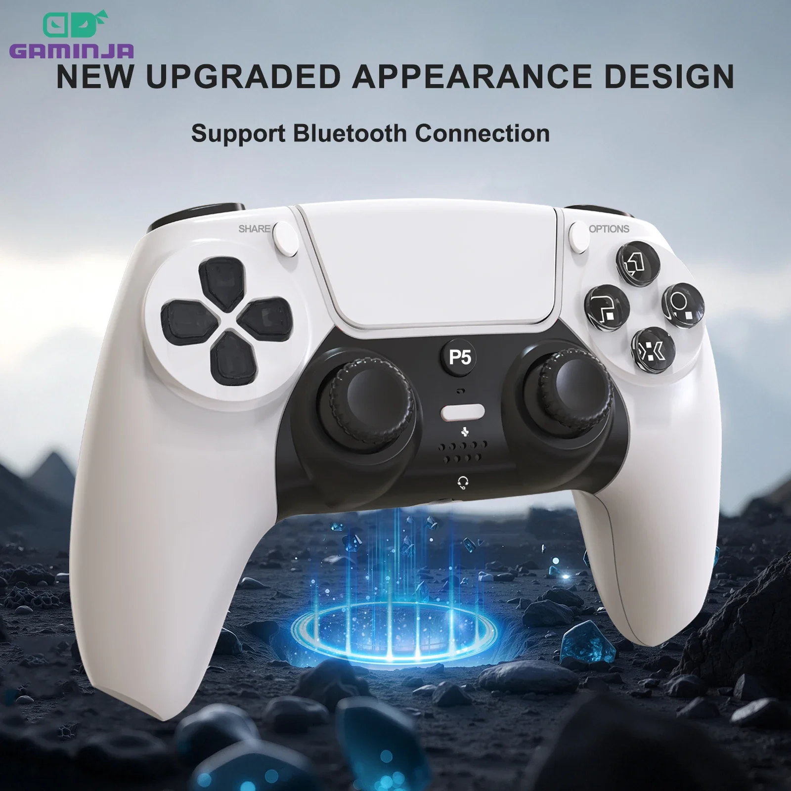 Ps50 Controller GAMINJA P50A Wireless Game Controller For PS5/PC Transparent Crystal ...