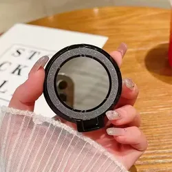 Sparkling Rotating Ring Grip Phone Holder with Mirror (Black)