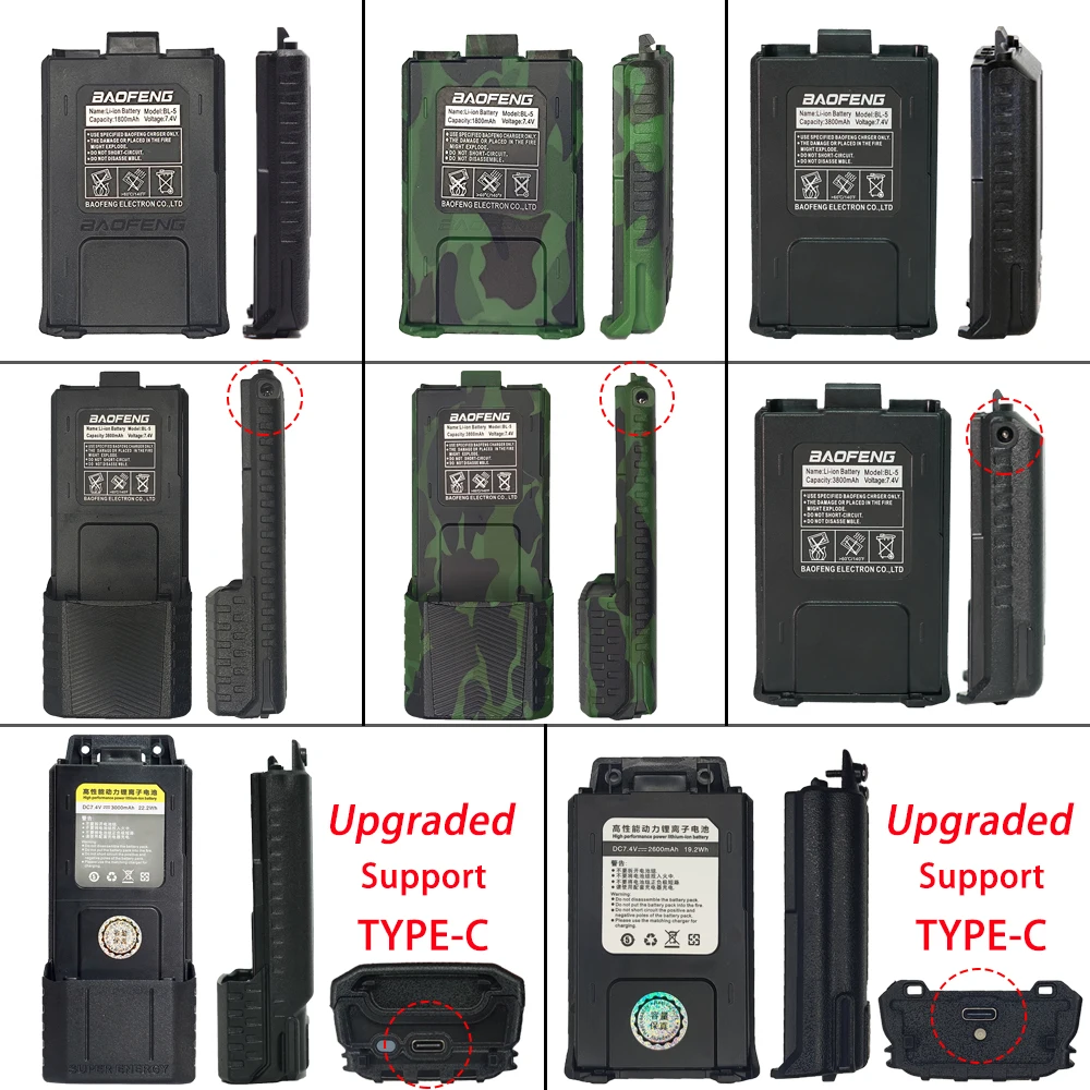 UV-5R Battery Baofeng Original 1800mAh BL-5 Battery For Walkie Talkie USB/TYPEC Charge UV5R UV-5RE Series Two Way Radio Parts 6