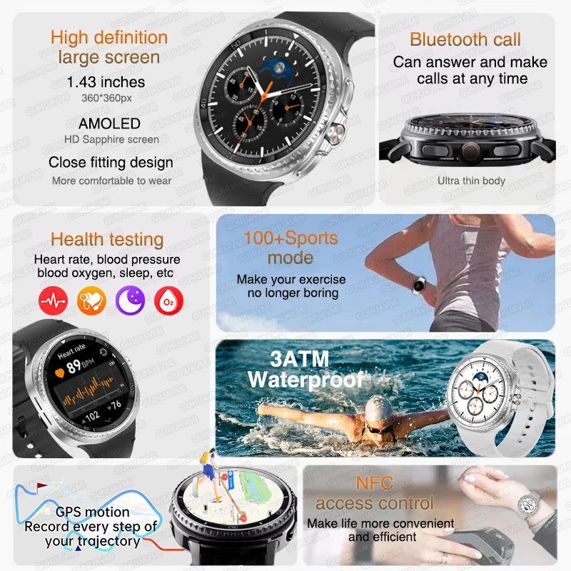 2025 New Watch 8 Ultra Classic GPS Compass NFC SmartWatch 46mm LTE Sports Version BT Call 3ATM Waterproof AMOLED Men Smartwatch
