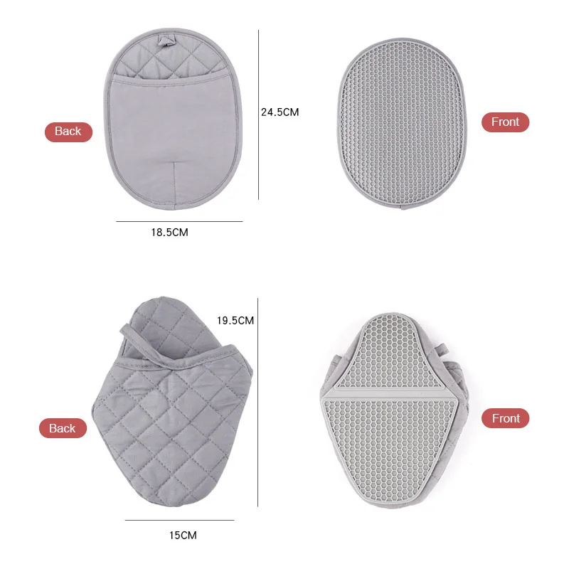 Food Safe Flexible Heat Resistant Silicone Oven Mitt Non-Slip Oven Gloves with Quilted Liner for Kitchen Baking Barb