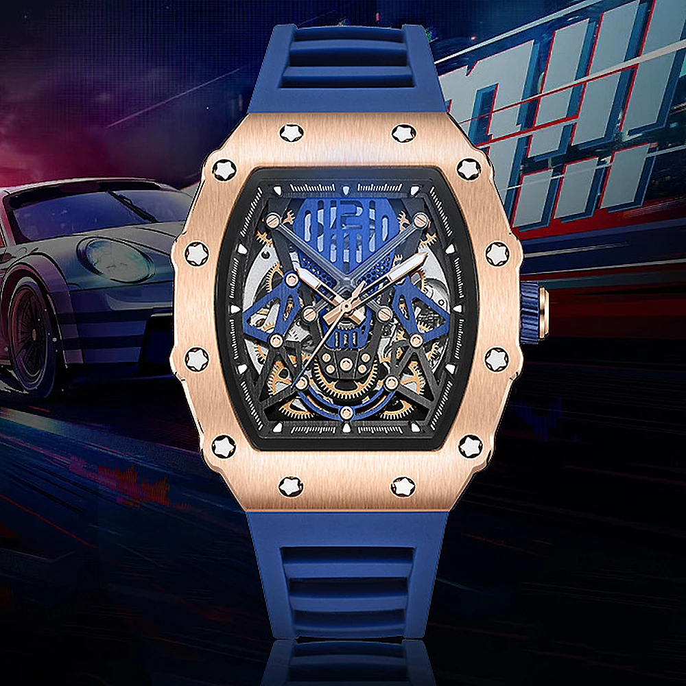 Mechanical Watch BAOGELA Richard Automatic Mechanical Watch for Men Wrist Watch Luxury Watches with Rubber Strap