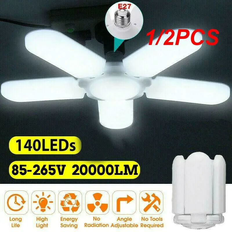 

1/2PCS 20000LM 5+1 Blades Deformable LED Ceiling Garage Light Adjustable Shop Ceiling Lamp For Shop Warehouse Workshop Lighting