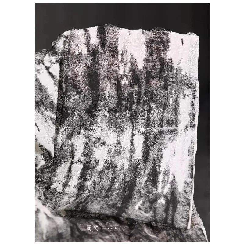 

Черно-белая трикотажная ткань с чернильными отверстиями и Текстурным узором, с юбками в китайском стиле, свитера, кардиганы, дизайнерская одежда