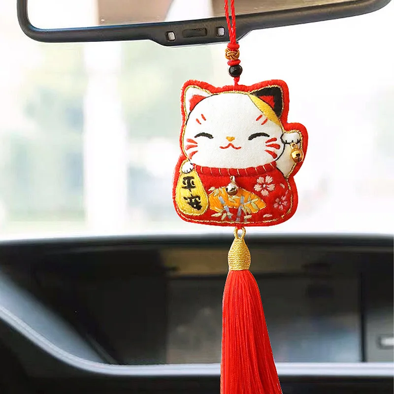 Lucky Cat Diy Embroidery Omamori Cross-stitch Needlework Sachet Knitting Accessories Cartoon Crafts for Adults Jewelry Pendant