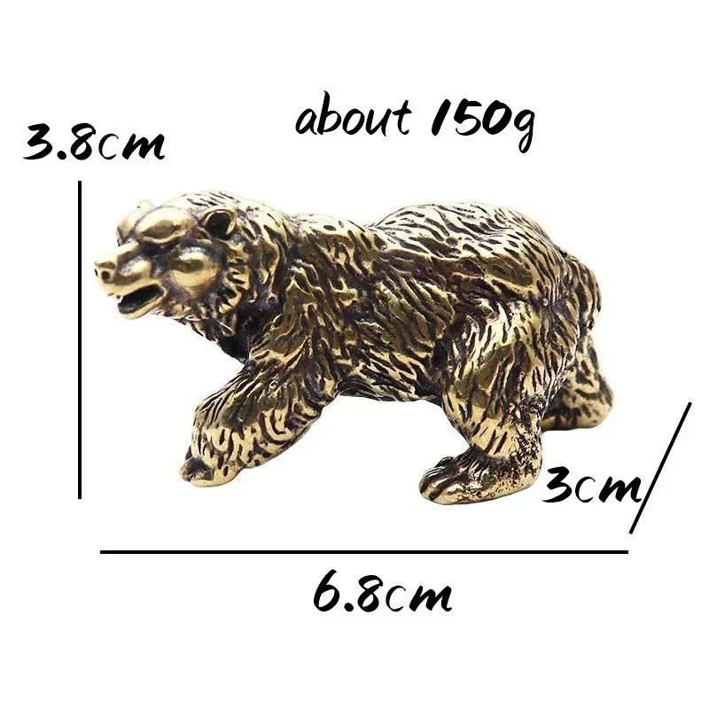 Retro Brass Brown Bear Statue Ornament Solid Brass Polar Animal Figurine Miniatures Tea Table Pet Desk Decors Accessories Crafts