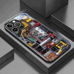 Innovative Mechanical Circuit Board Pattern Glass Phone Case - iPhone 15 Plus (1)