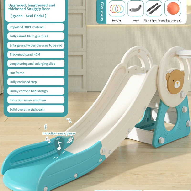 Plastic Indoor Playground for Children, Long Plastic Slide, Sturand Durable, Baby, Kids,
