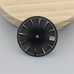Radial Pattern 29mm Watch Dial with Single Date for Men's and Women's Watches (Silver Black)