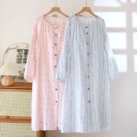 Pure Cotton Nightgown For Breastfeeding Pregnancy Dresses Spring New Feeding Nightie Nursing Gown Maternity Clothes 2