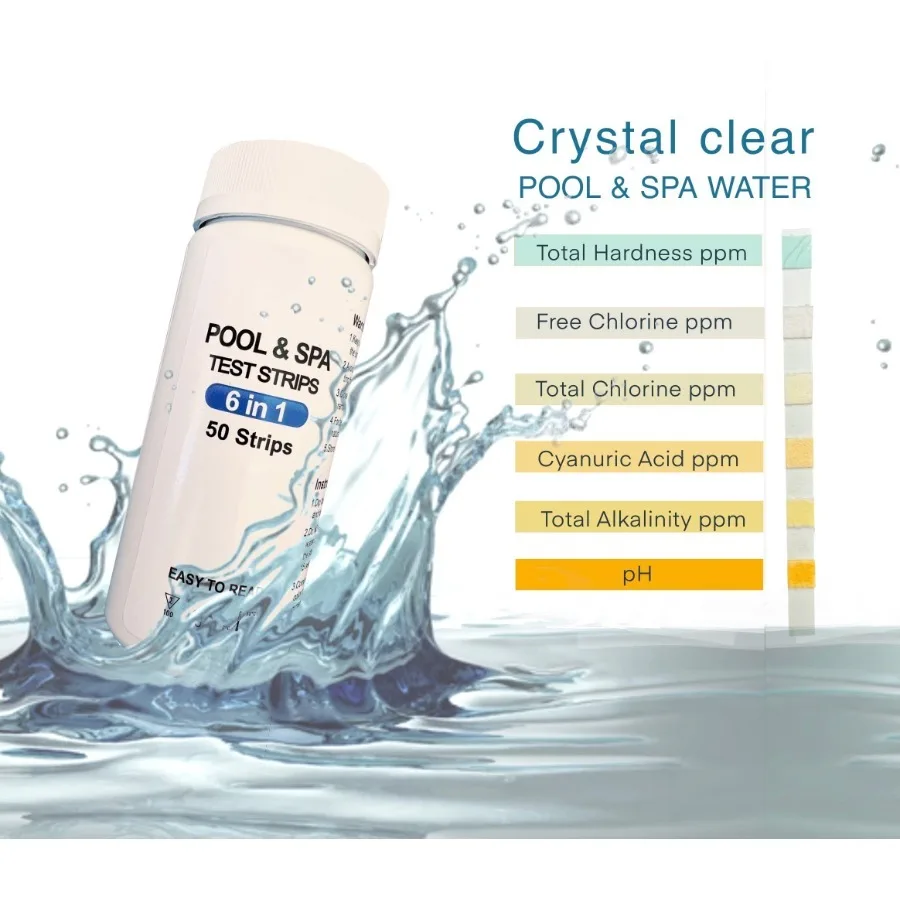 50pcs 6-IN-1 Aquarium Test Strips Fish Tank Test Kit Freshwater Saltwater Aquarium Water to Detect PH NO3 NO2 GH KH CI TCL