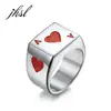 JHSL Big Large Heart Spade Ace Poker Rings for Men Silver Color Stainless Steel Fashion Jewelry Gift Size 7 8 9 10 11 12 1