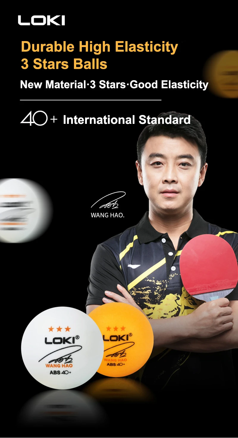Description Picture 2 of itemLOKI 3 Stars Seamed Table Tennis Balls 40+mm New ABS Plastic Material Professional Ping Pong Balls for Club Training Durable