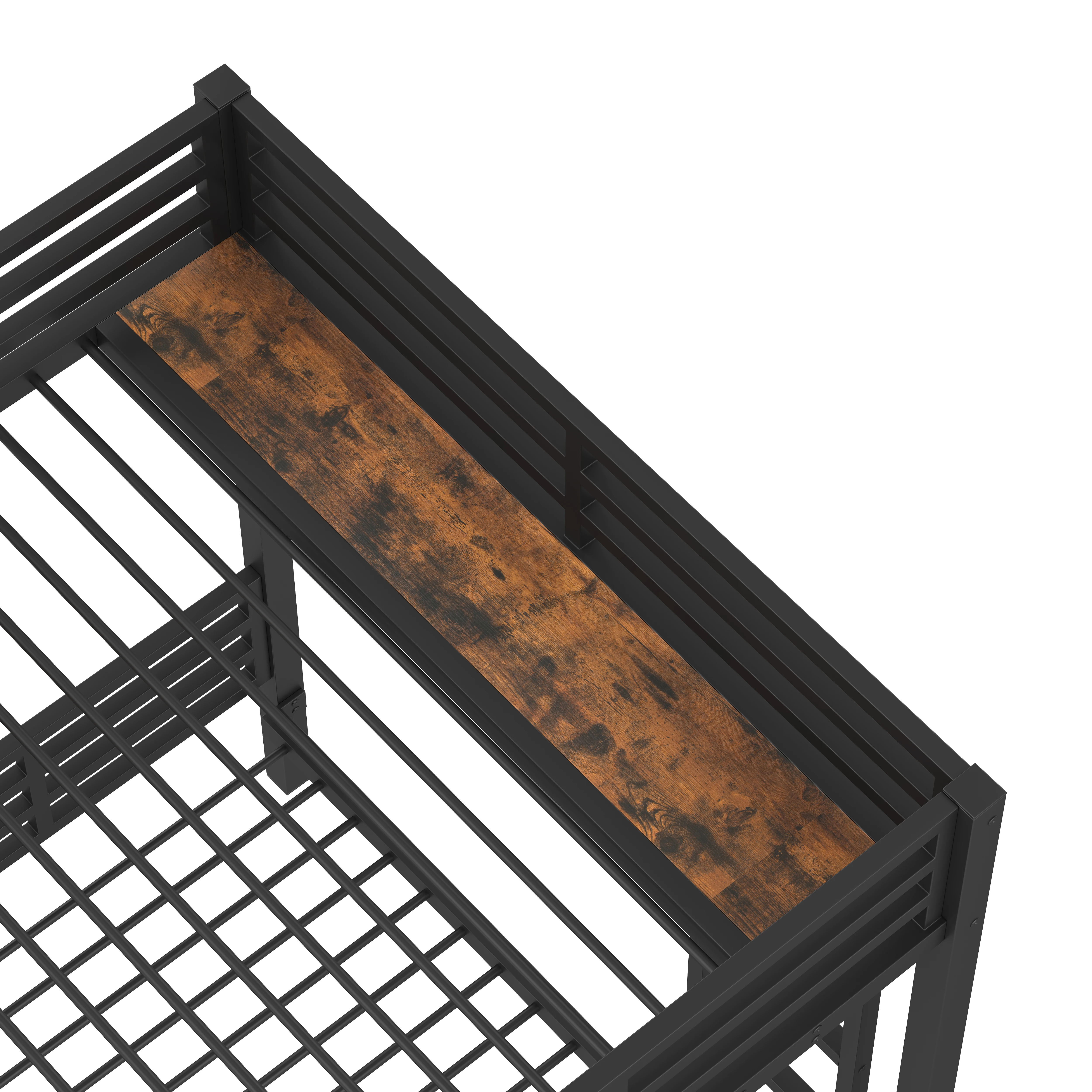 Etagenbett, 140 x 200 cm + 90 x 200 cm, 3 Betten, mit Seitengittern, mit Staufächern, 2 Schubladen, Regalen, ohne Matratze – Detail 8