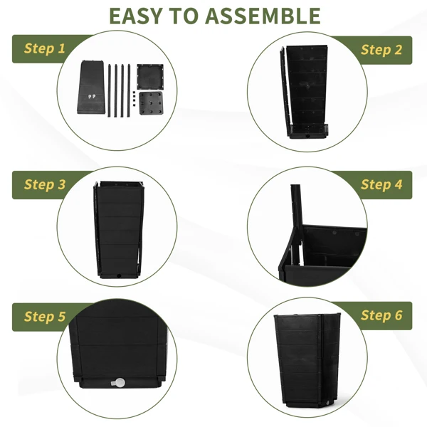 2PCS 32.5*32.5*57cm 深棕色 桶型 塑料 高款木纹拼接款 塑料种植-18