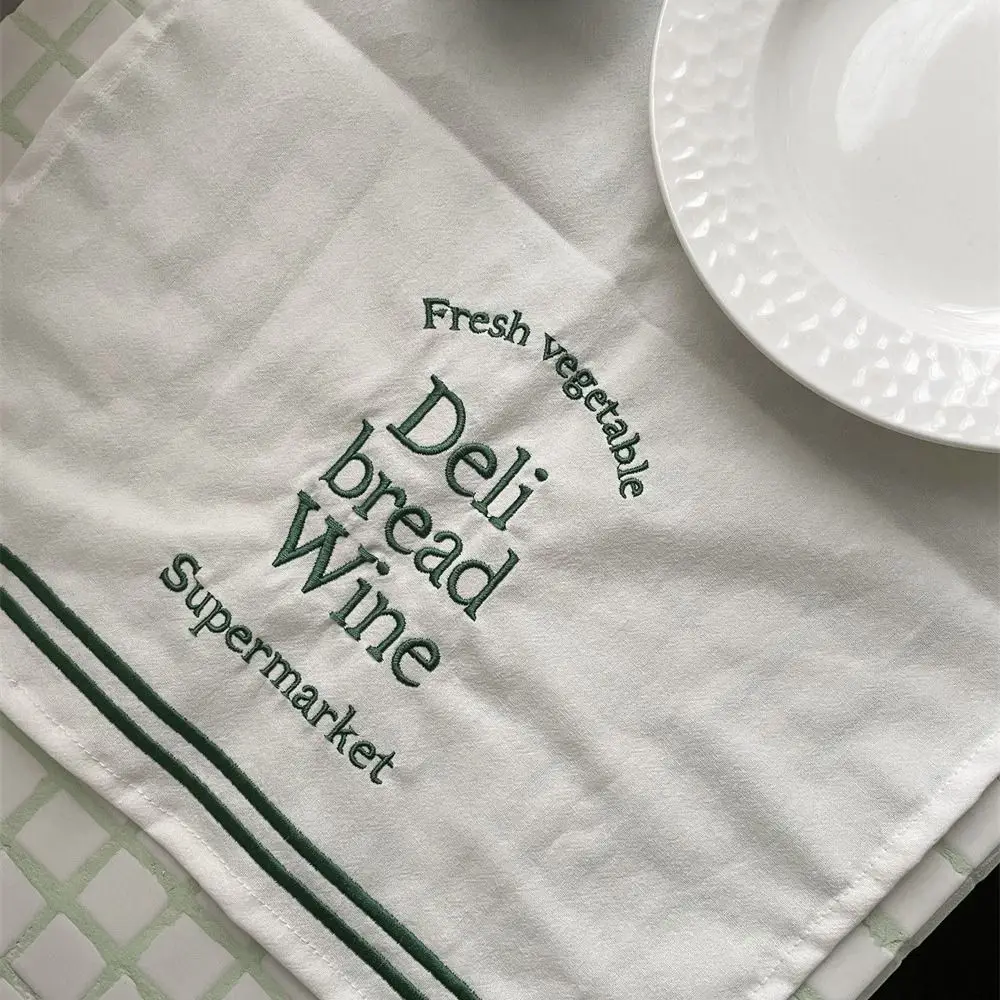 Cotton Napkins Creative Vintage English Letter Desktop Mat Square Embroidered Table Decoration Cloth Home