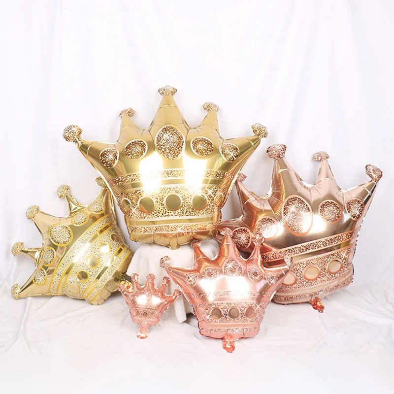 Elegant Crown Foil Balloons - Rose Gold, Silver, Pink, and Blue Party Decorations
