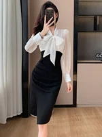 Faionable Midi  Knot Wrap Body Slimming Pleated Dr Ele Women's Clothing Commute Sle High Waist Polyester ... - Image 2