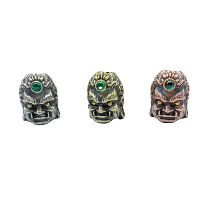 황동 Fudo Buddha 머리 조각 EDC 나이프 비즈 쥬얼리, DIY 파라코드 직조 랜야드 참 액세서리, 야외 도구 장식