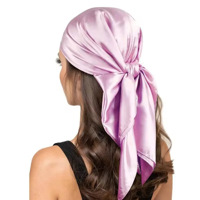 90cm Silk Scarf Scarftop Headwraps For Woman Fashion Four Seasons Hair Accessories Hijab Foulard Bandana Femme Headscarf 6