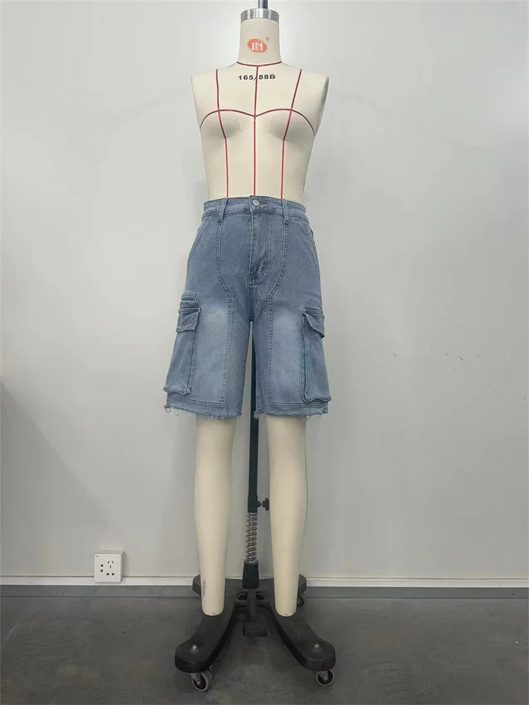 Wmstar Jeans Women High Waist Denim Boyfriend Cargo Pockets Korean Streetwear Stretch Shorts Pants Wholesale Dropshipping S-3XL