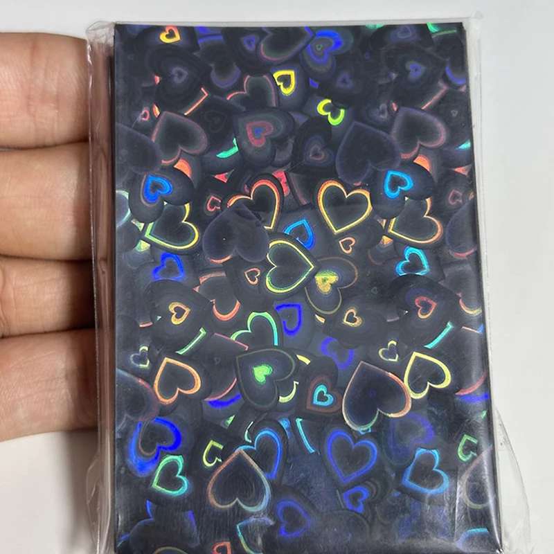 50pcs Kpop Card Sleeves 61x91mm 20C Heart Bling Holder for Holo Postcards Top Load Films Photocard Game Cards Protector kpop card sleeves