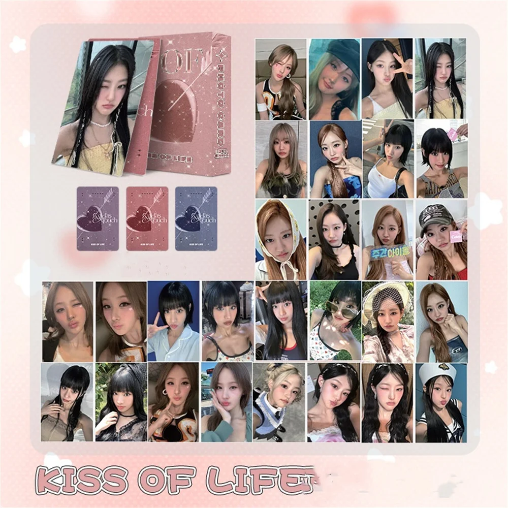 50Pcs/Set KPOP KISS OF LIFE Laser Cards Double Sides Printing LOMO Cards Fans Gifts anime cosplay cards kpop photocard