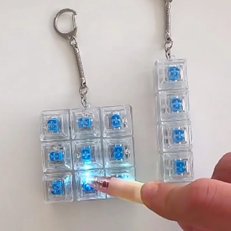 Keyboard Fidget Toys LED Crystal Keycap Keychain Stress Relief
