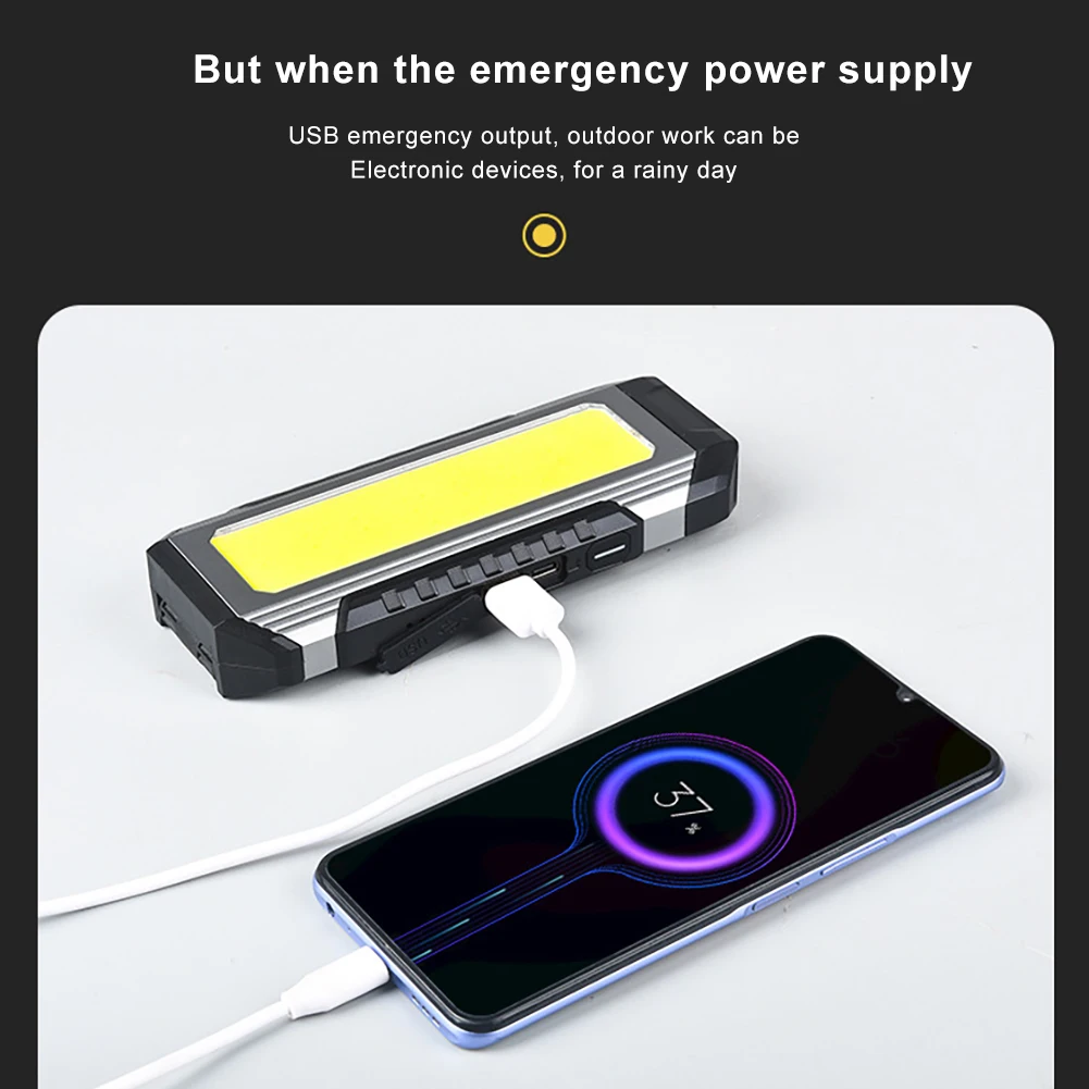 COB LED Work Light USB Rechargeable Camping Lamp with Magnet 4000mah for Auto Repair and Maintenance