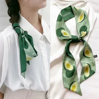 New Soft Silk Skinny Scarf Women Hair Bands Wrist Wrap Ribbon Girls Scrunchies Headband Neckerchief