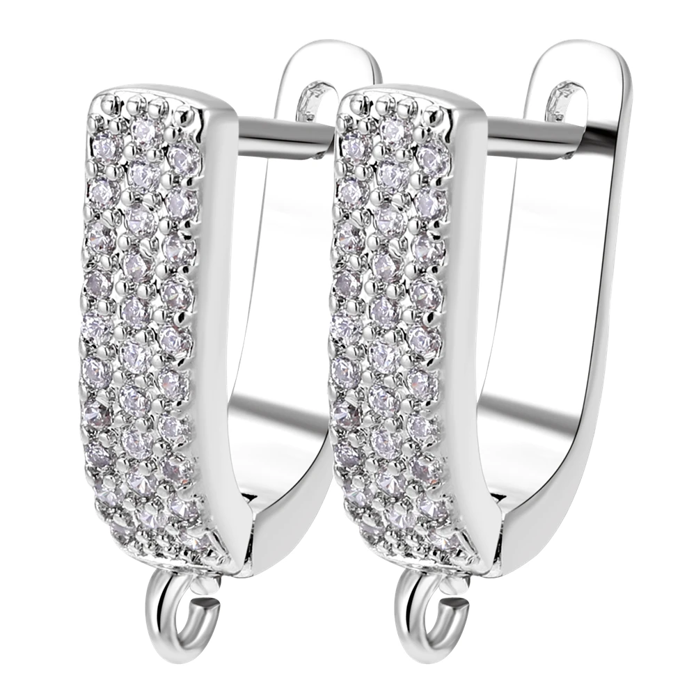 

Juya DIY Women's Bridal Jewelry Components Handmade Cubic Zirconia Earring Hooks Clasps Accessories For Ear Wire Jewerly Making