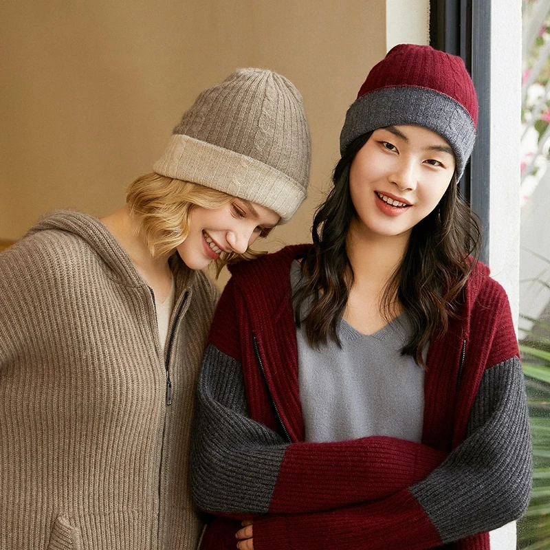 

Winter Thicker Warm Caps For Women 100% Cashmere Knitting Hats Hot Sale Soft AA Grade Female Cap Free Shipping